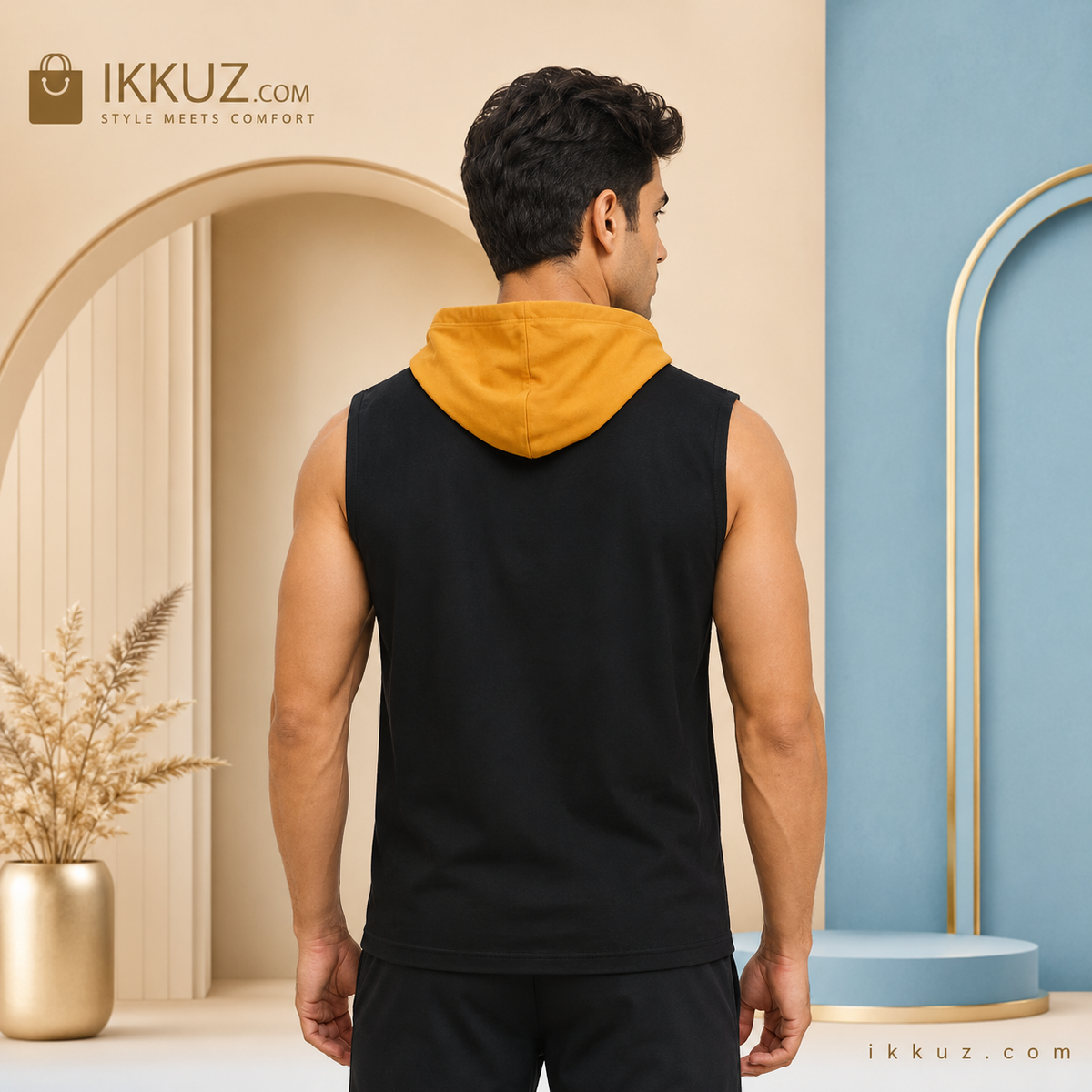 Men’s Sleeveless Hoodie T-Shirt – Stylish Hooded Gym Vest for Workout &amp; Sports