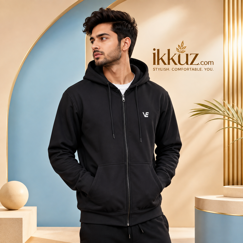 Men’s Premium 250 GSM Fleece Full-Zip Hoodie with Kangaroo Pocket