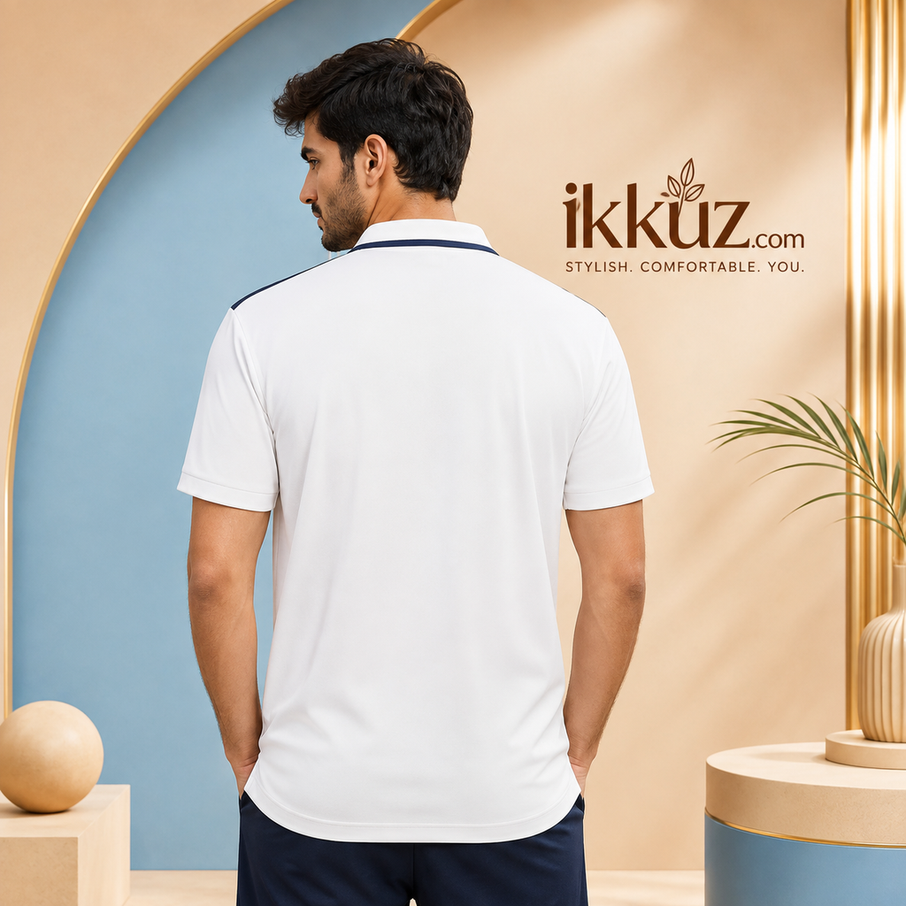 Men’s Plain White Cricket Jersey – Premium Half Sleeve Indian Team Style Sports Jersey