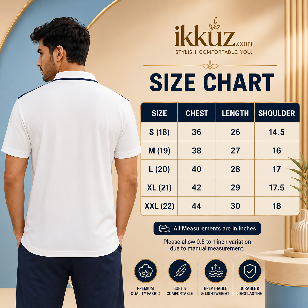 Men’s Plain White Cricket Jersey – Premium Half Sleeve Indian Team Style Sports Jersey
