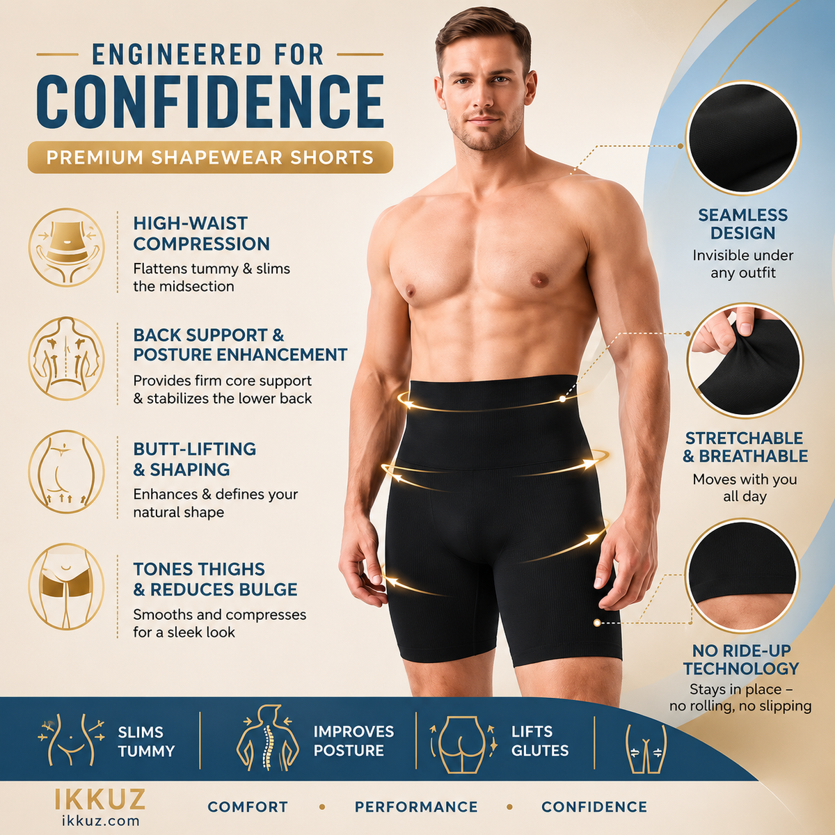 Unisex High Waist Tummy Control Shapewear Shorts – 2 Pack
