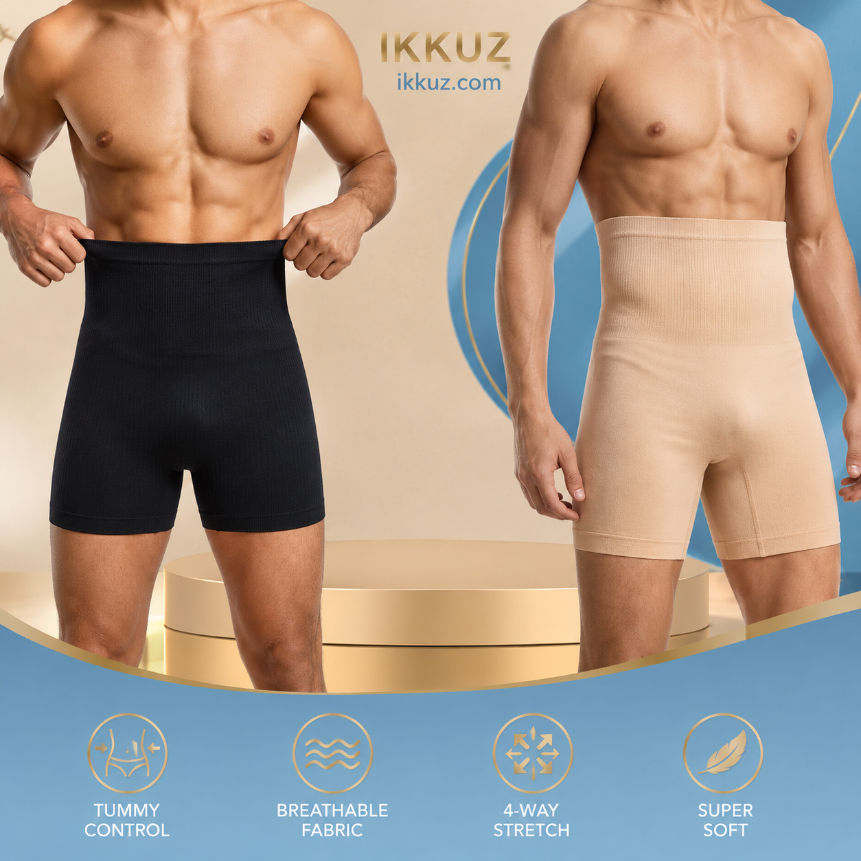 Unisex High Waist Tummy Control Shapewear Shorts – 2 Pack