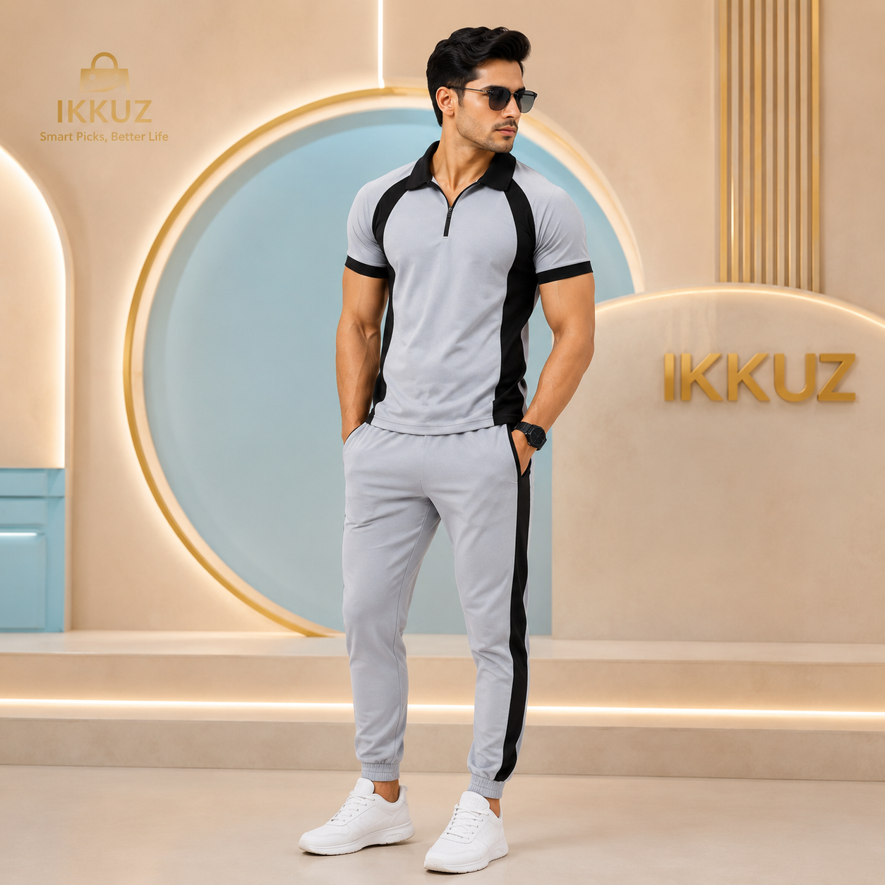 Men’s Premium Quick-Dry Collar Neck Tracksuit Set