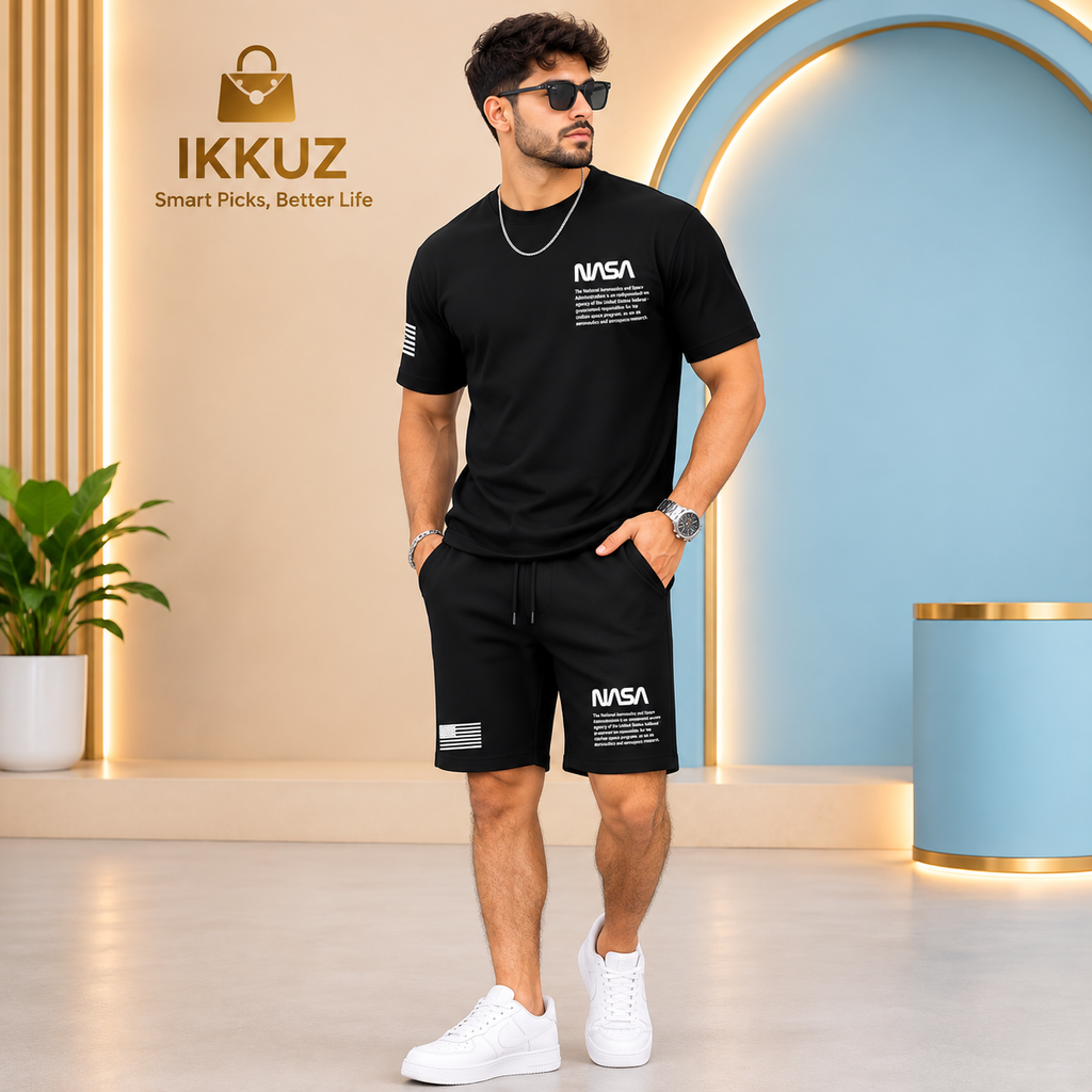 Men’s Premium NASA Printed T-Shirt &amp; Shorts Set – Cotton Casual Co-ord