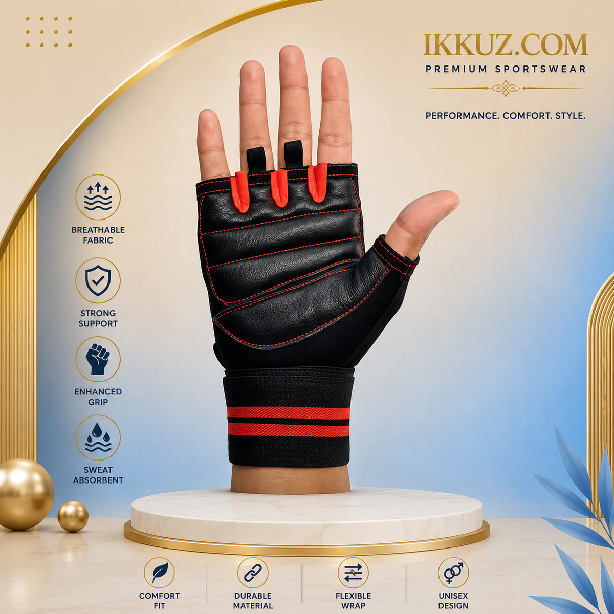 Unisex Gym &amp; Workout Gloves | Exercise &amp; Fitness Training Gloves for Men &amp; Women | 2-Piece Sports Gloves