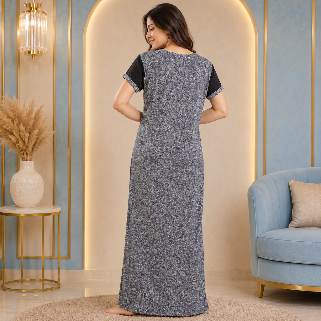 ثوب نوم نسائي ساتان مطبوع مريح من Superia – ثوب نوم طويل أنيق