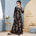ENDRILLA Women’s Animal Print Velvet Nighty Maxi with Robe – Full Sleeve Winter Sleepwear