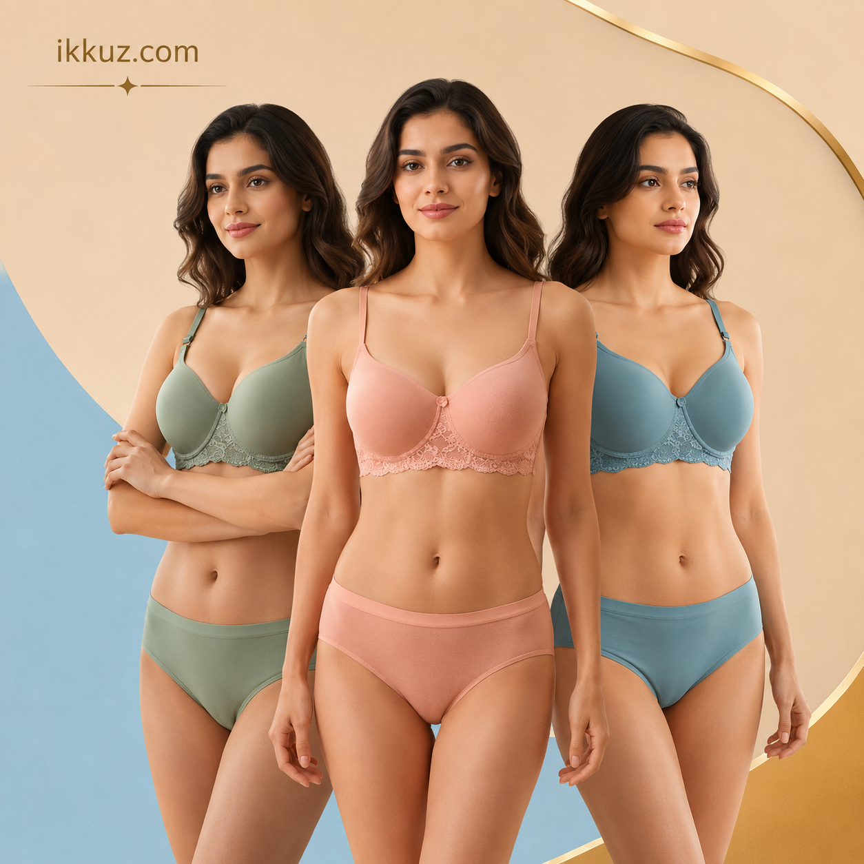Women’s Lace Comfort Lingerie Set – Pack of 3 | KT 1054