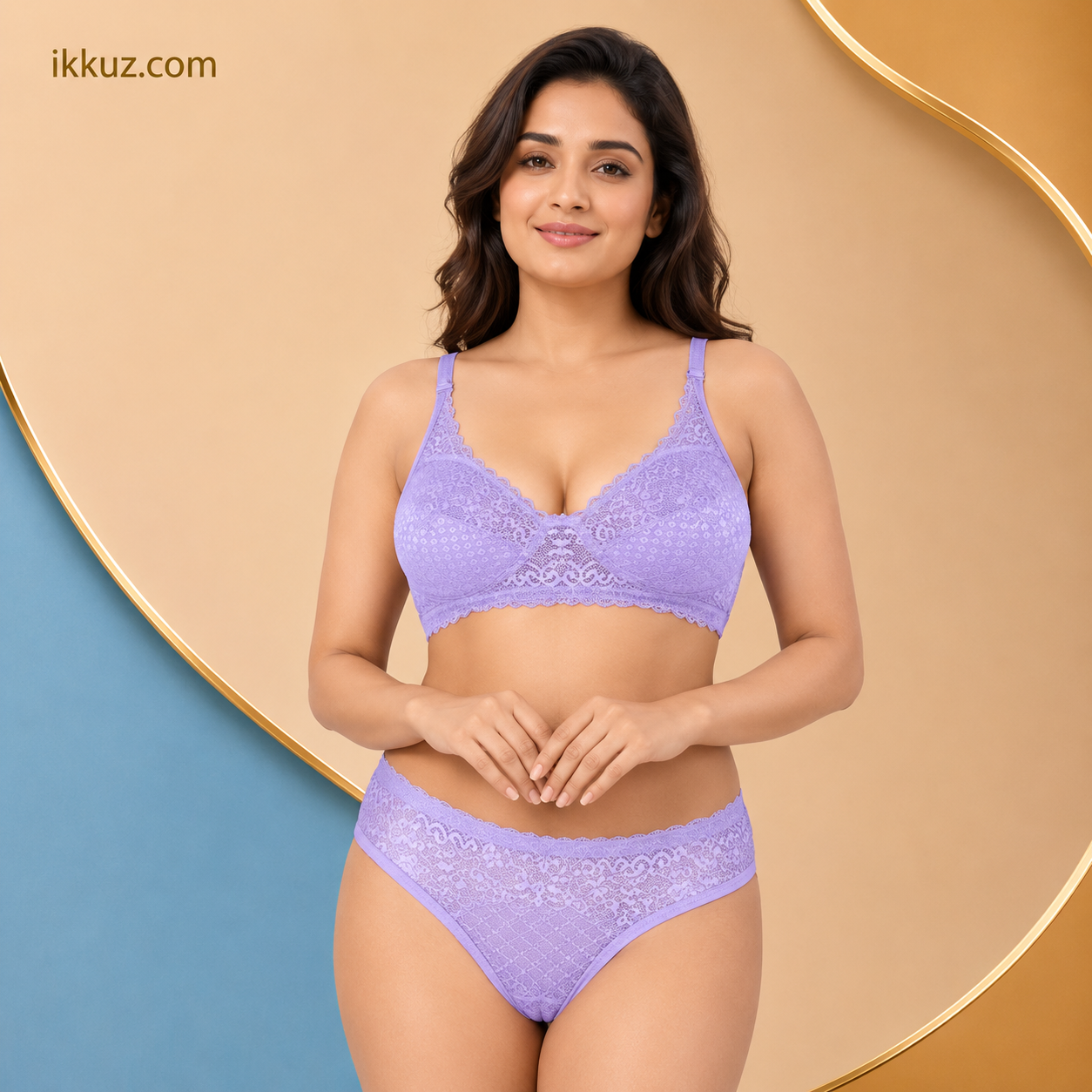 طقم ملابس داخلية نسائية من الدانتيل بنقشة الزهور NAYRAA Scarlet Elegance | حمالة صدر غير مبطنة وغير سلكية وسراويل داخلية بكيني | ملابس داخلية فاخرة للعرائس