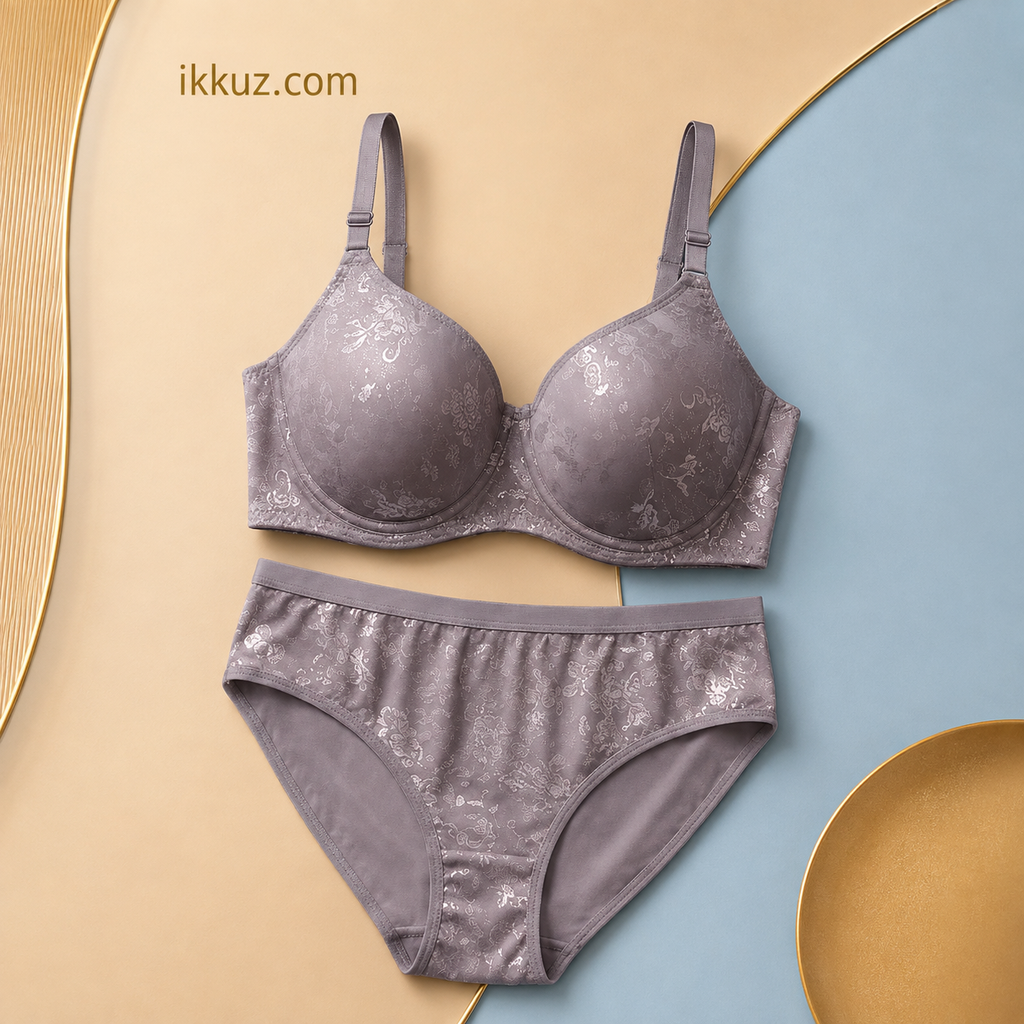 EleganceFit Floral Padded Bra &amp; Panty Set for Women – Full Coverage Everyday Comfort