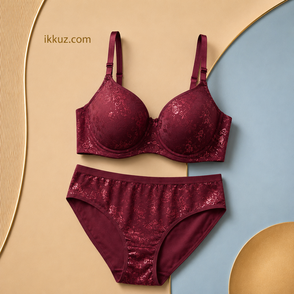 EleganceFit Floral Padded Bra &amp; Panty Set for Women – Full Coverage Everyday Comfort