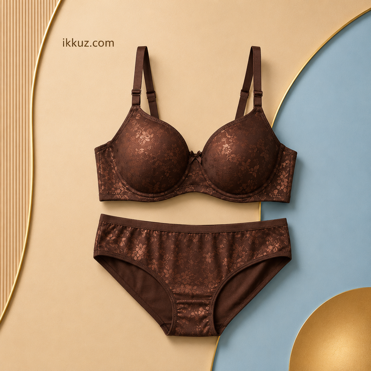 EleganceFit Floral Padded Bra &amp; Panty Set for Women – Full Coverage Everyday Comfort