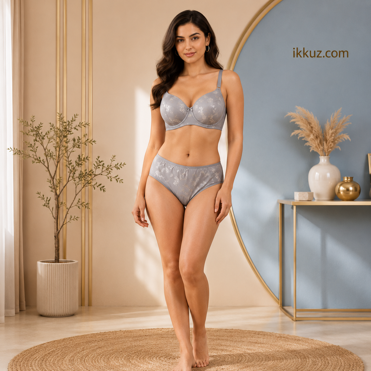 EleganceFit Floral Padded Bra &amp; Panty Set for Women – Full Coverage Everyday Comfort