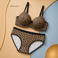 Premium Leopard Print Padded Bra &amp; Hipster Panty Set for Women | Full Coverage Non-Wired Seamless Lingerie Combo | Soft Nylon Innerwear | Adjustable Straps | Sizes 30B–36C