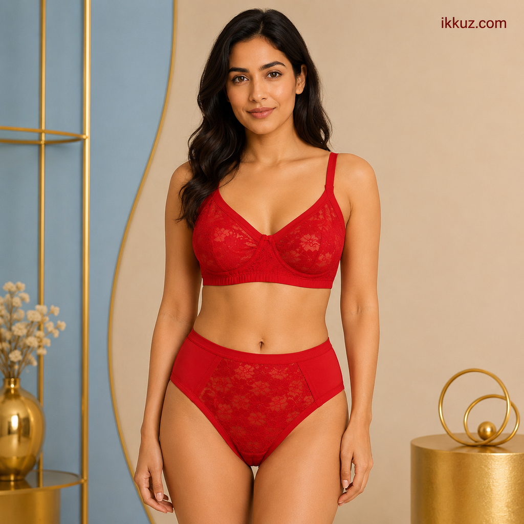 Women's Lingerie Set of 3 | Bra & Panty Combo | Soft Hosiery Fabric | Comfortable Everyday Innerwear | Stylish Matching Set