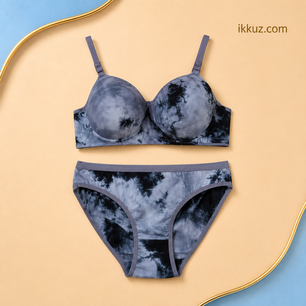 ANAMTA Comfort Luxe 3-Piece Women's Lingerie Set | Full Coverage Light Padded Bra &amp; Panty Combo | Multicolor Cotton Blend Innerwear