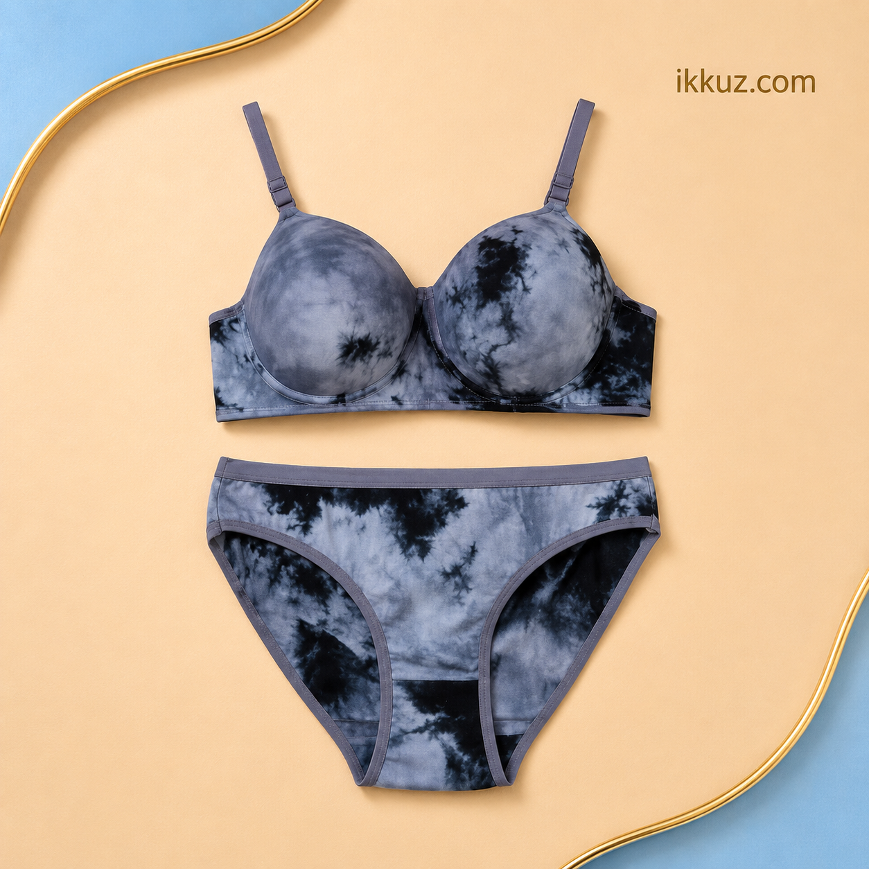 ANAMTA Comfort Luxe 3-Piece Women's Lingerie Set | Full Coverage Light Padded Bra &amp; Panty Combo | Multicolor Cotton Blend Innerwear