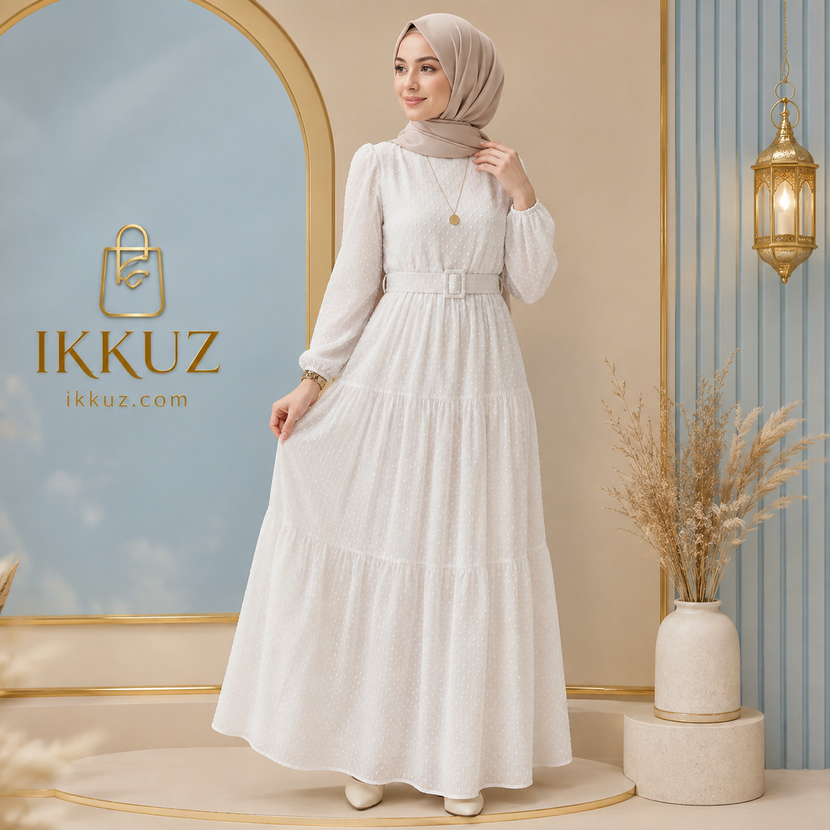 Women’s Premium White Heavy Georgette Abaya – Fully Lined Elegant Daily Wear Abaya