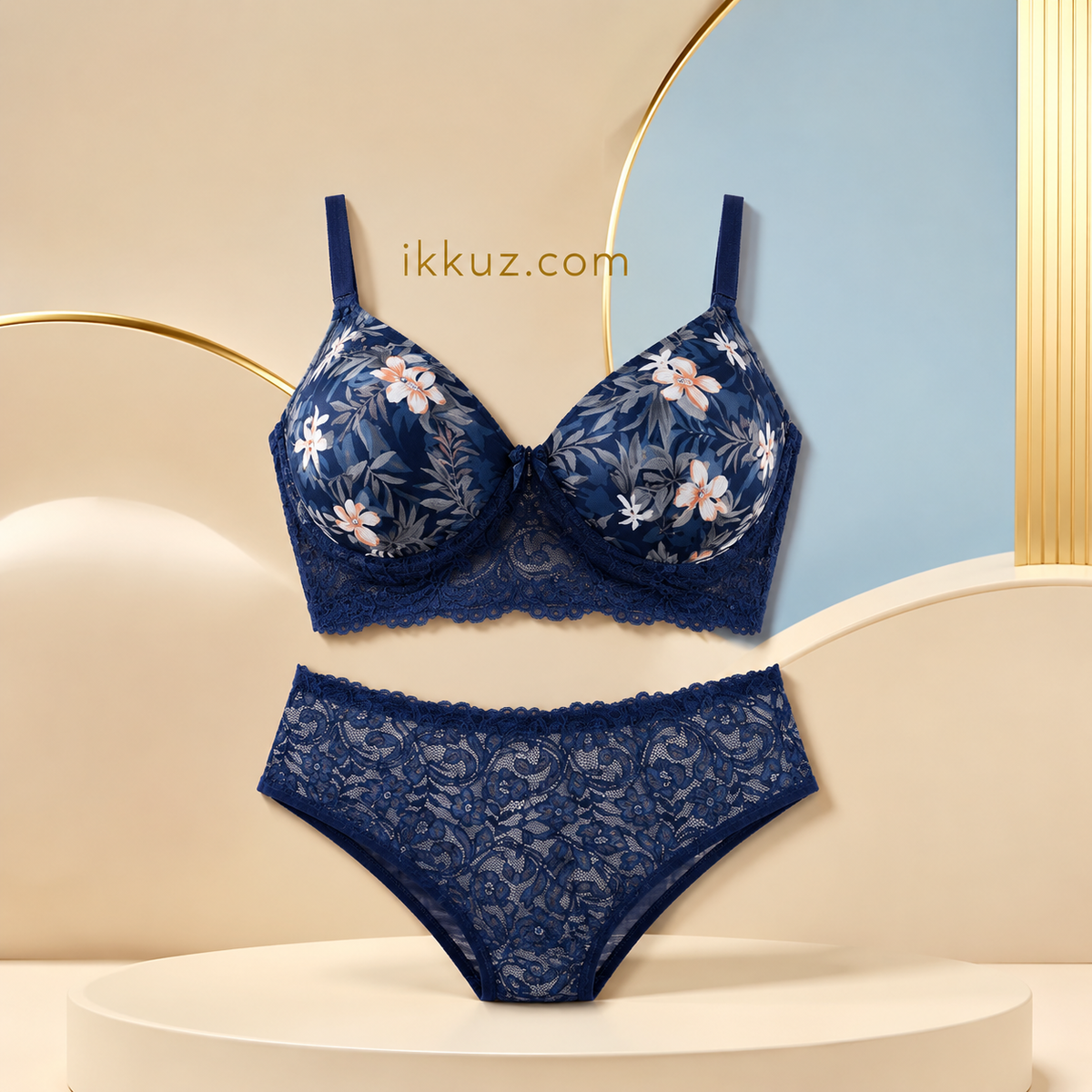 NAVYA BLUSH – Elegant Floral Lace Innerwear Set