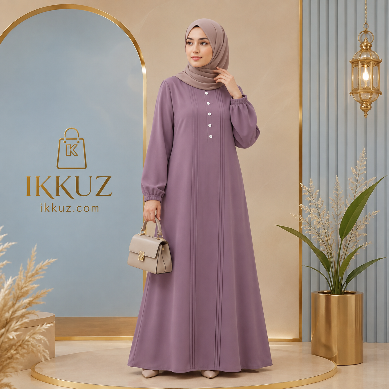 Women’s Elegant Pink Firdous Abaya – Stylish Solid Full-Length Modest Wear