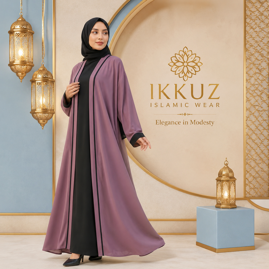 NEW ARRIVAL – Dubai Style Jacket Abaya | Pink &amp; Black