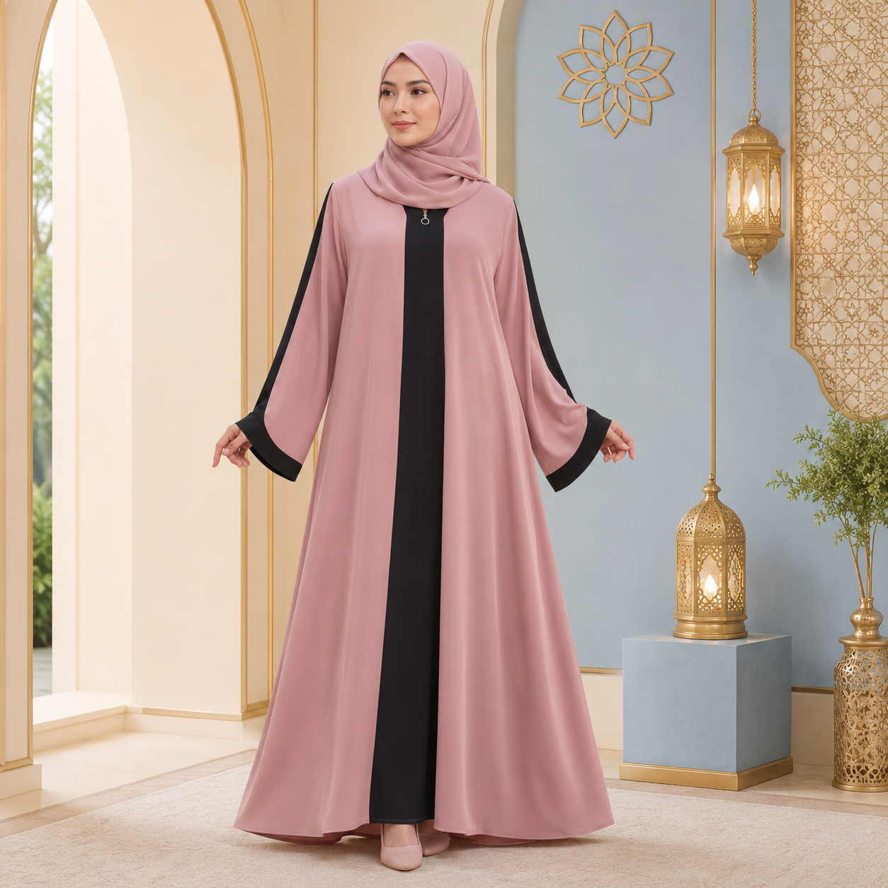 Mauve Elegance Premium Firdous Abaya