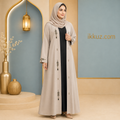 ARVEEL Black Cotton Silk Handwork Abaya | Elegant Dubai Style Embroidered Burqa with Hijab | Modest Islamic Wear
