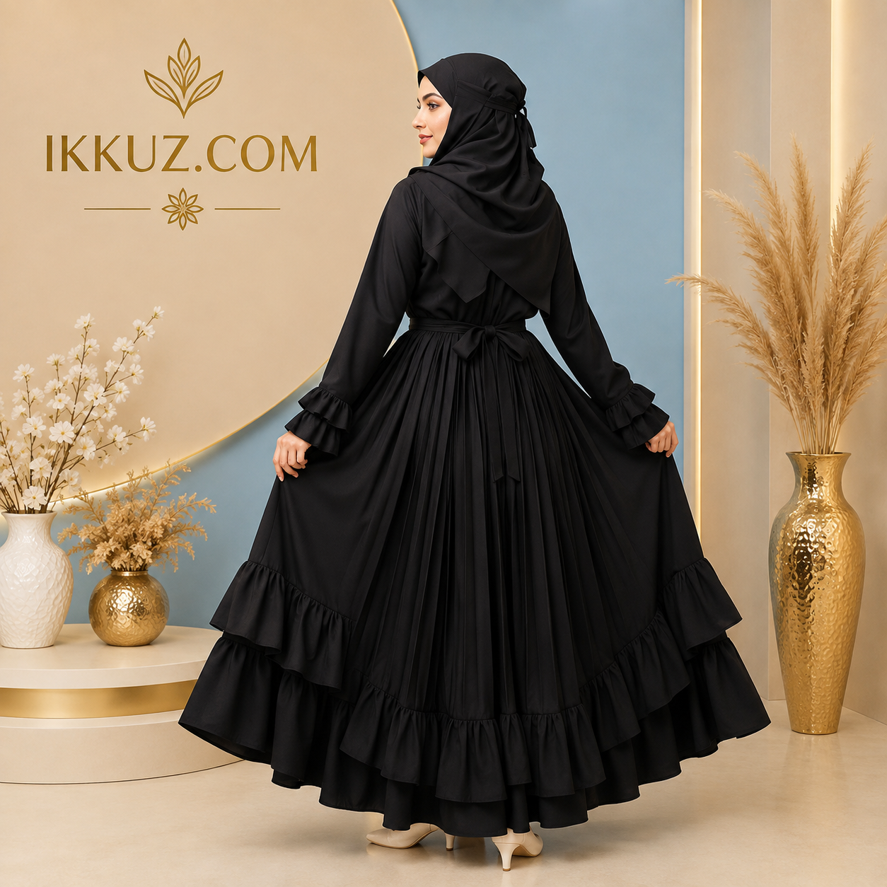 Premium Black Abaya Burqa with Matching Stole | Complete Modest Islamic Wear Set for Muslim Women