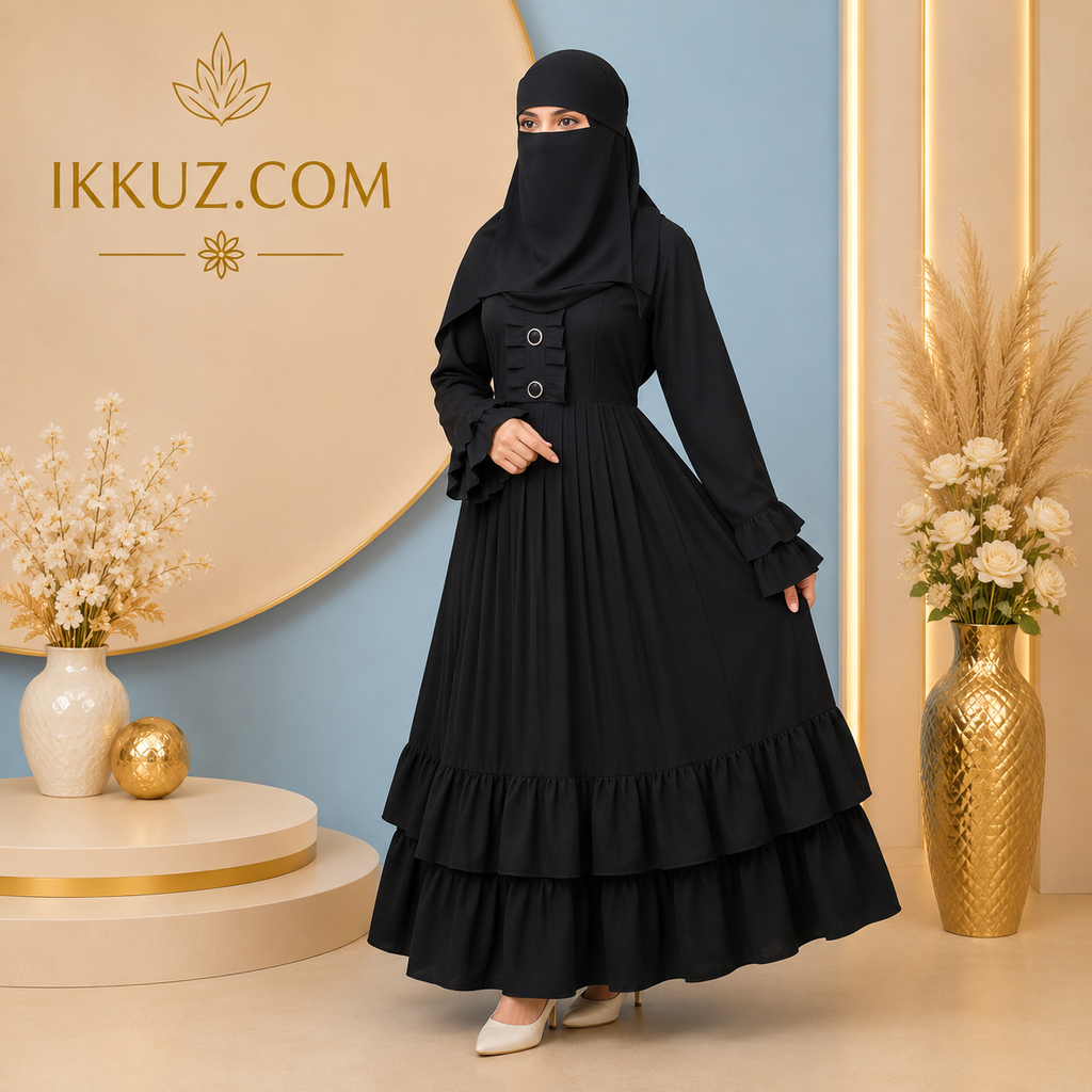 Premium Black Abaya Burqa with Matching Stole | Complete Modest Islamic Wear Set for Muslim Women