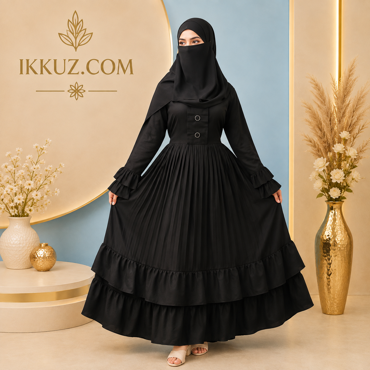 Premium Black Abaya Burqa with Matching Stole | Complete Modest Islamic Wear Set for Muslim Women