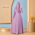 HAYA Collection Premium Modest Button Front Abaya with Free Dupatta &amp; Nose Piece | Elegant Islamic Wear for Women