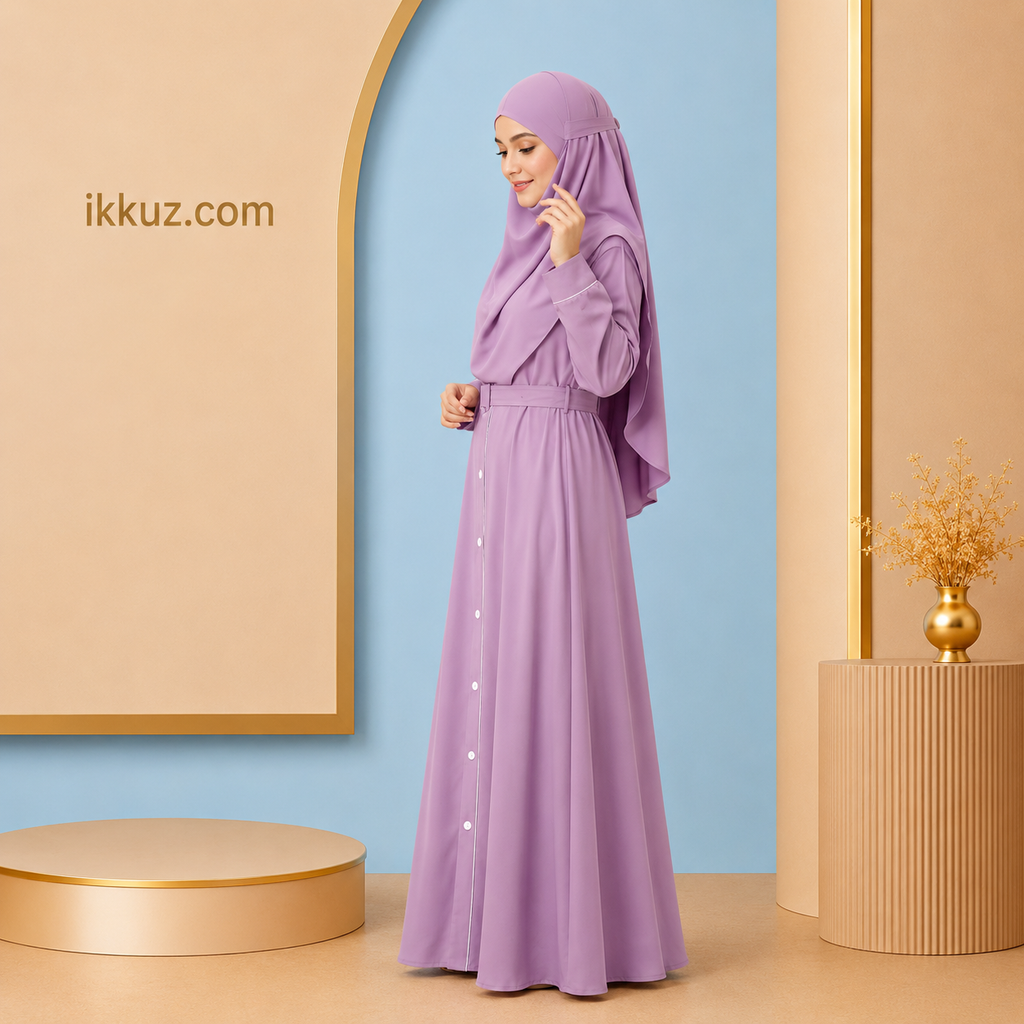 HAYA Collection Premium Modest Button Front Abaya with Free Dupatta &amp; Nose Piece | Elegant Islamic Wear for Women