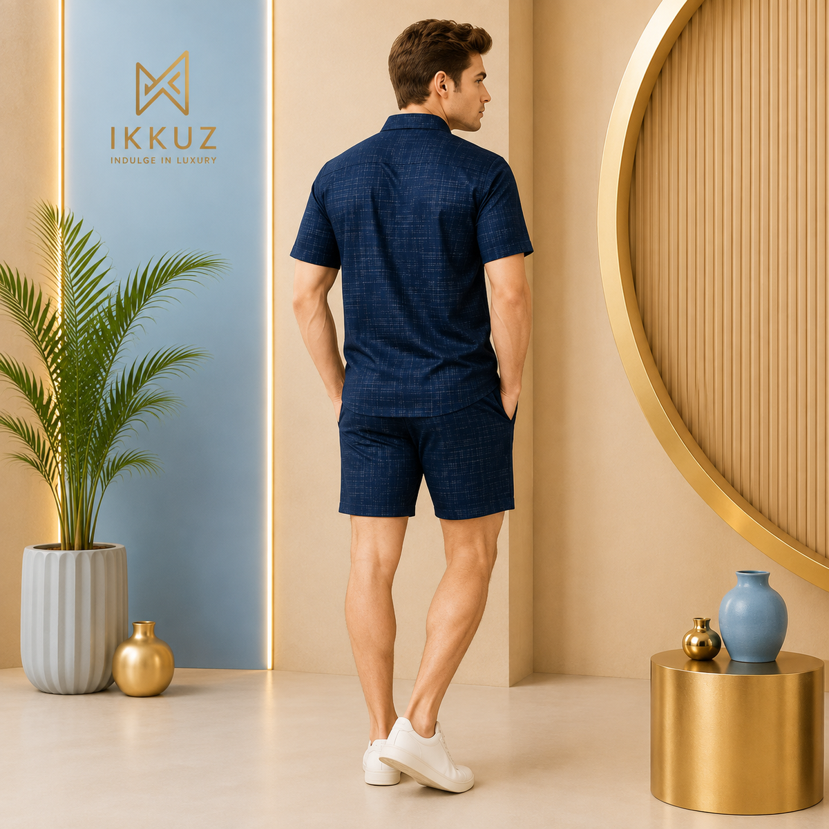 Men’s Premium Printed Night Suit Set | Cotton Blend Shirt &amp; Shorts | Stylish 2-Piece Nightwear Co-Ord Set