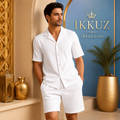 Men's Premium Ribbed Resort Co-Ord Set – White