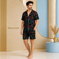 Stylish Abstract Printed Men's Co-Ord Set | Premium Shirt &amp; Shorts Night Suit | Casual, Lounge &amp; Vacation Wear