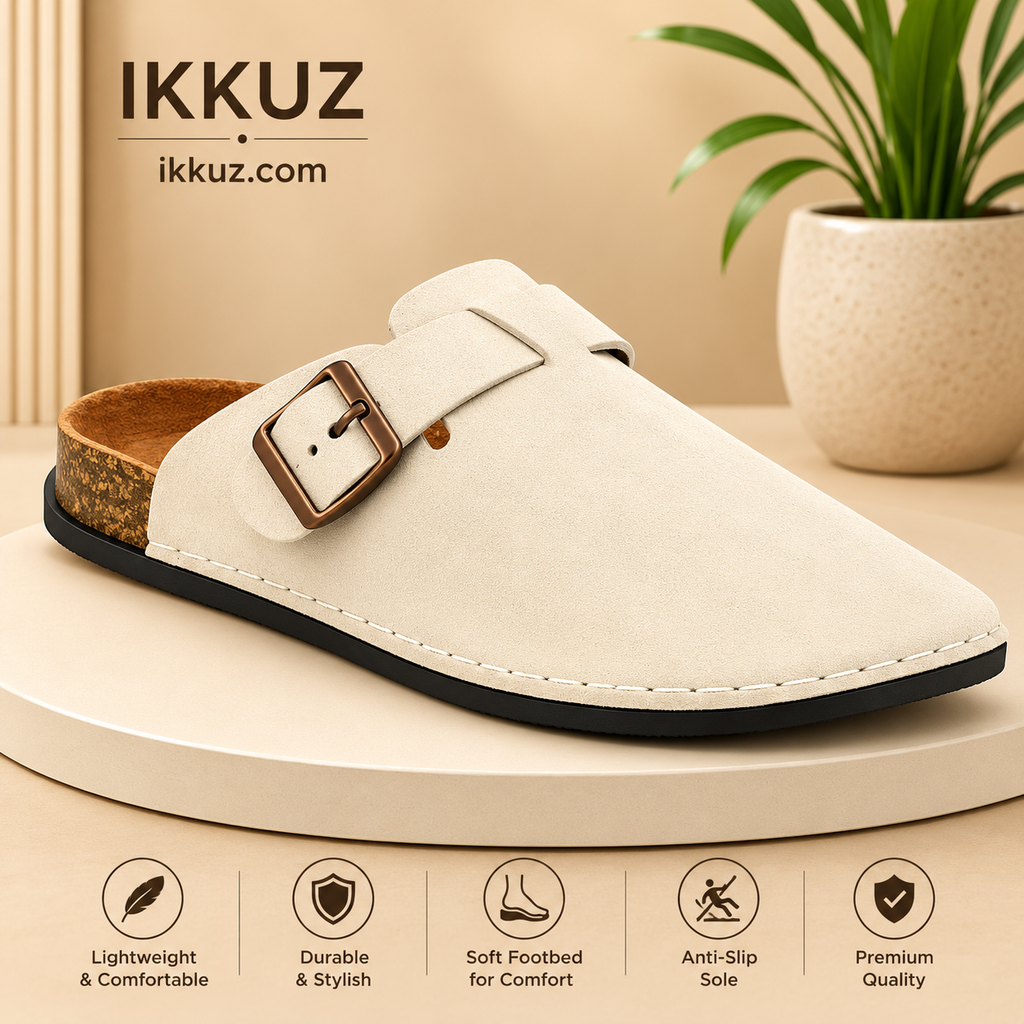 Premium Handmade Men’s Buckle Clogs | Comfortable Daily Wear Slip-On Sandals