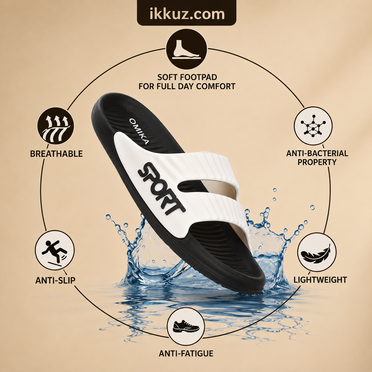 SportFlex Ultra Comfort EVA Sliders for Men | Lightweight Slip-On Sandals