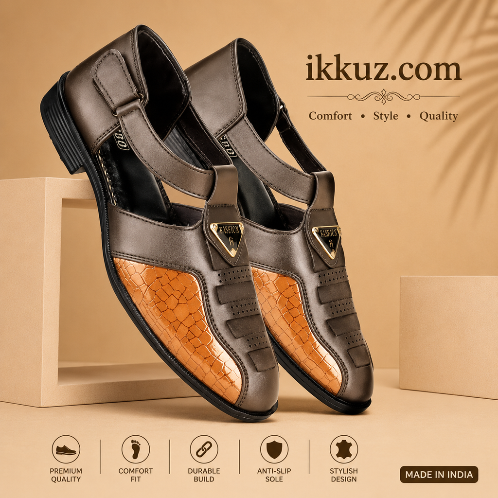 Elite Comfort Synthetic Leather Sandals for Men | Premium Casual &amp; Ethnic Footwear