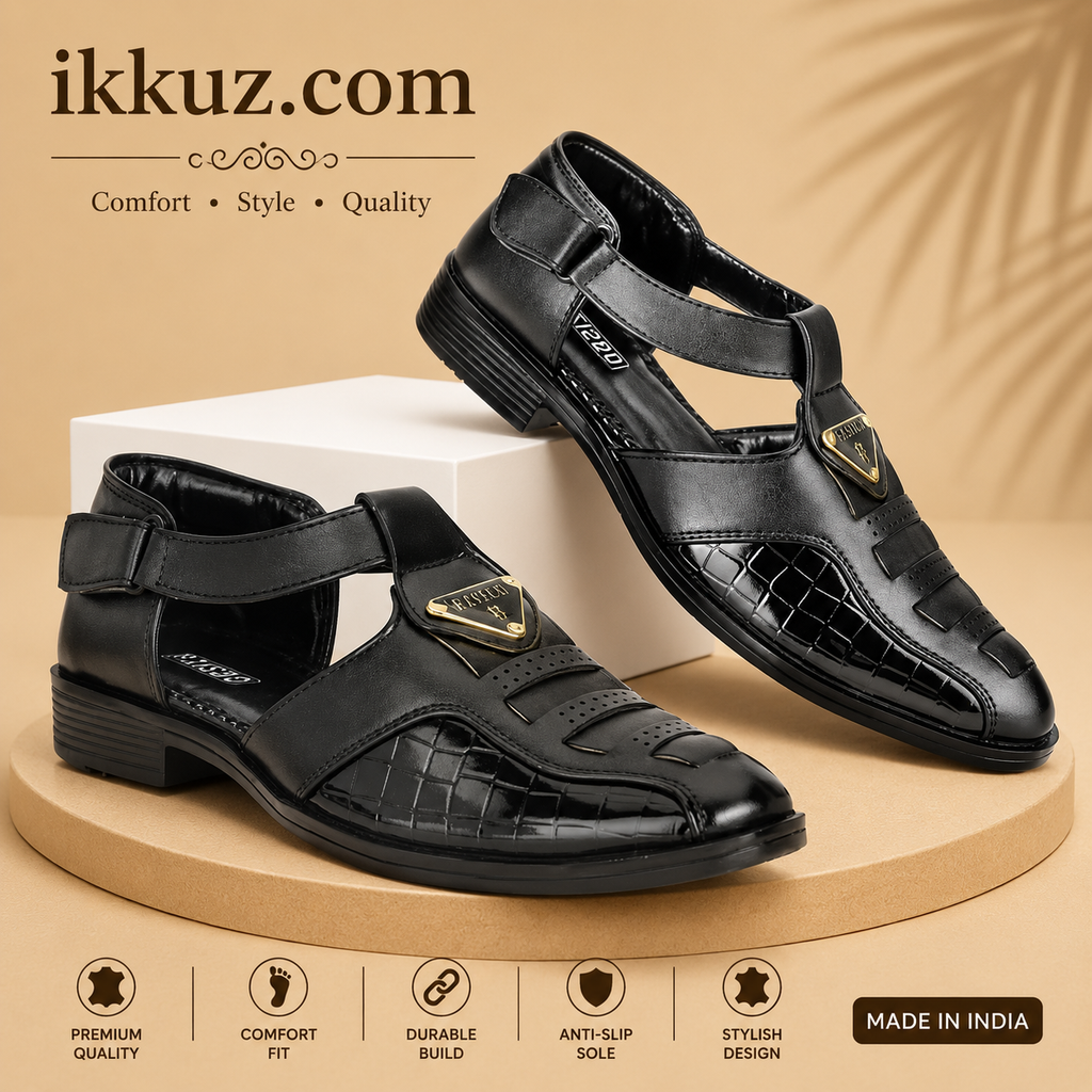 Elite Comfort Synthetic Leather Sandals for Men | Premium Casual &amp; Ethnic Footwear