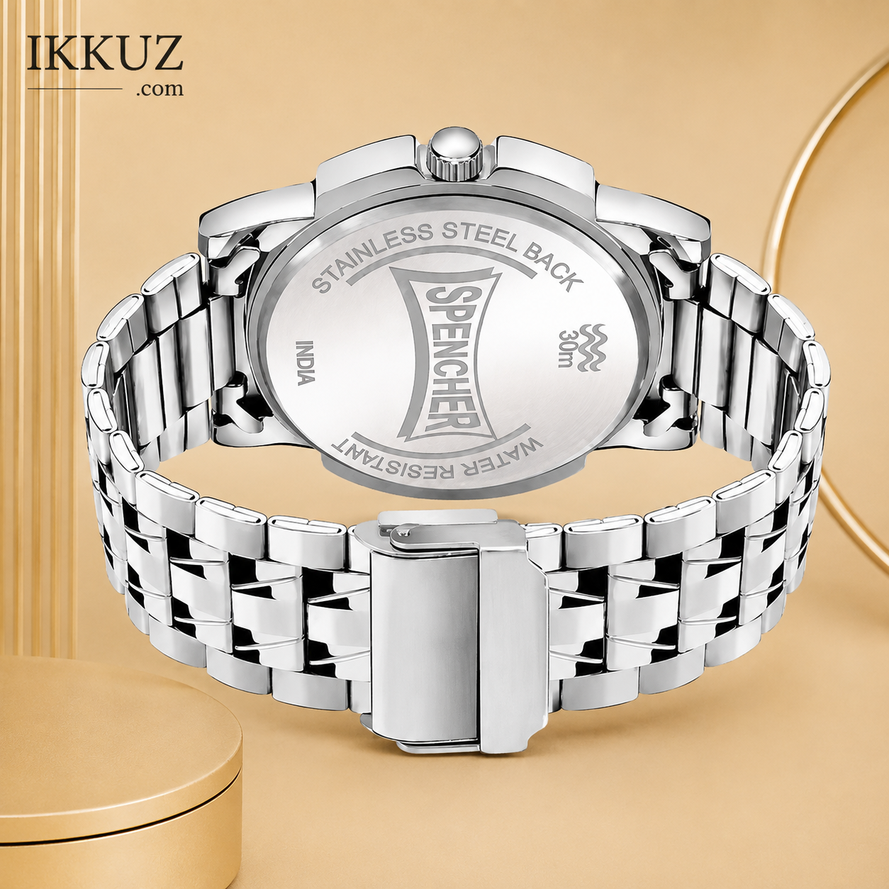 Premium Silver Stainless Steel Chain Analog Watch for Men &amp; Boys | Green Dial Quartz Wrist Watch | Waterproof Casual &amp; Formal Watch | Luxury Round Dial