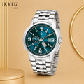 Premium Silver Stainless Steel Chain Analog Watch for Men &amp; Boys | Green Dial Quartz Wrist Watch | Waterproof Casual &amp; Formal Watch | Luxury Round Dial