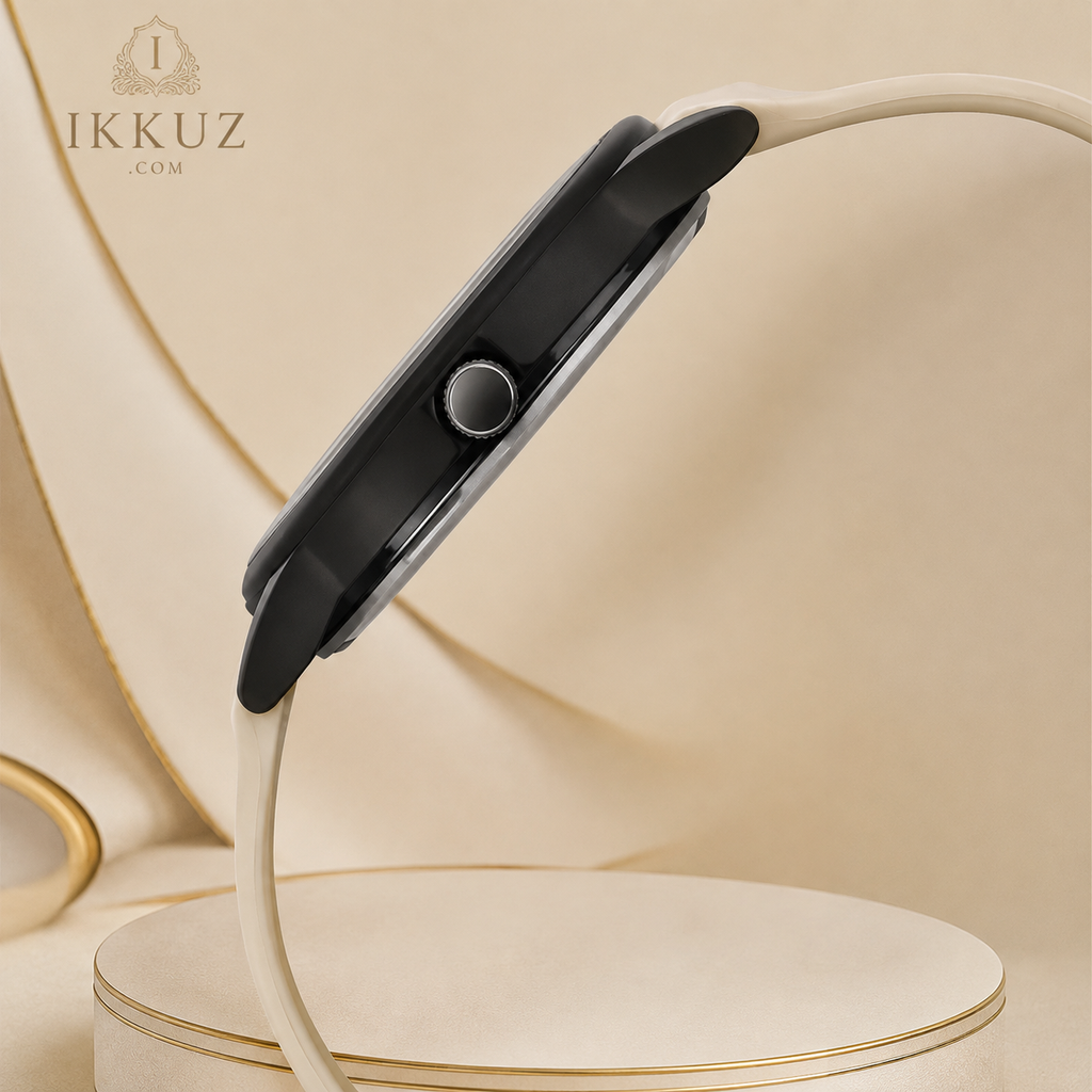 Elegant Black Dial Women's Analog Quartz Watch | Soft Silicone Strap | Minimalist Round Design