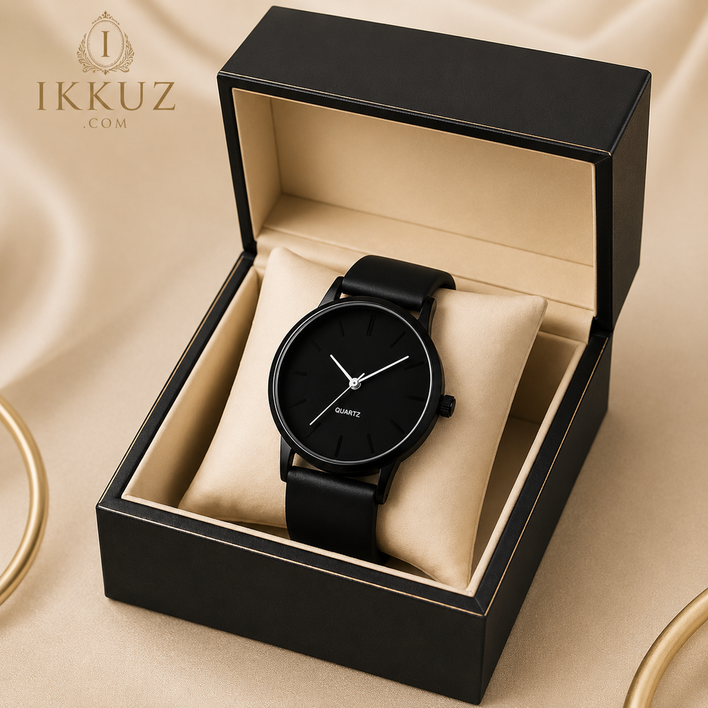 Elegant Black Dial Women's Analog Quartz Watch | Soft Silicone Strap | Minimalist Round Design