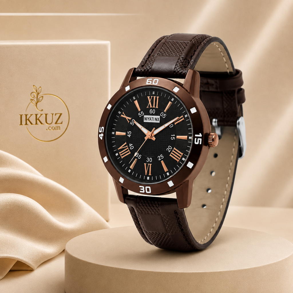 Men’s Exclusive Stylish Analog Leather Strap Watch – Classic Sports &amp; Casual Wristwatch for Men and Boys