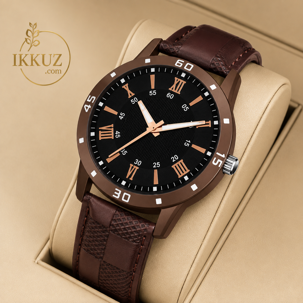 Men’s Exclusive Stylish Analog Leather Strap Watch – Classic Sports &amp; Casual Wristwatch for Men and Boys
