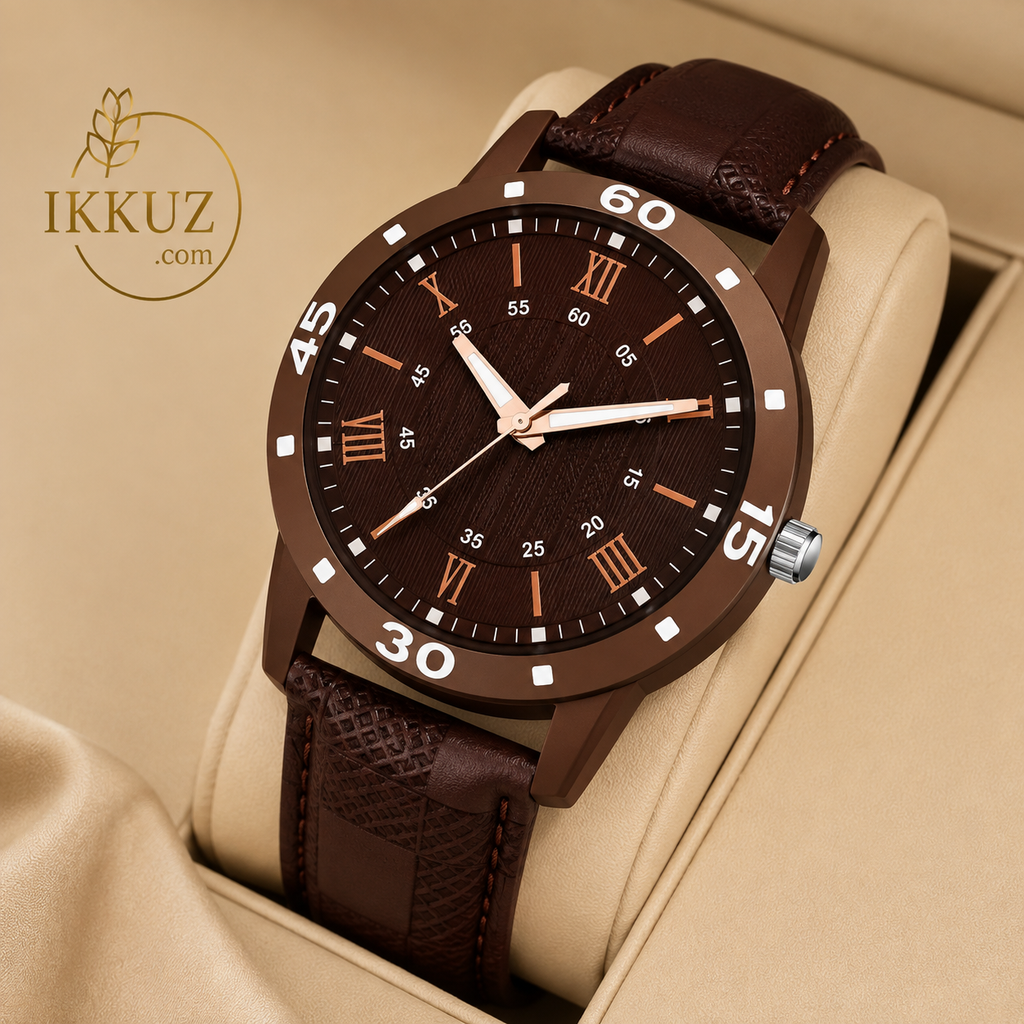 Men’s Exclusive Stylish Analog Leather Strap Watch – Classic Sports &amp; Casual Wristwatch for Men and Boys