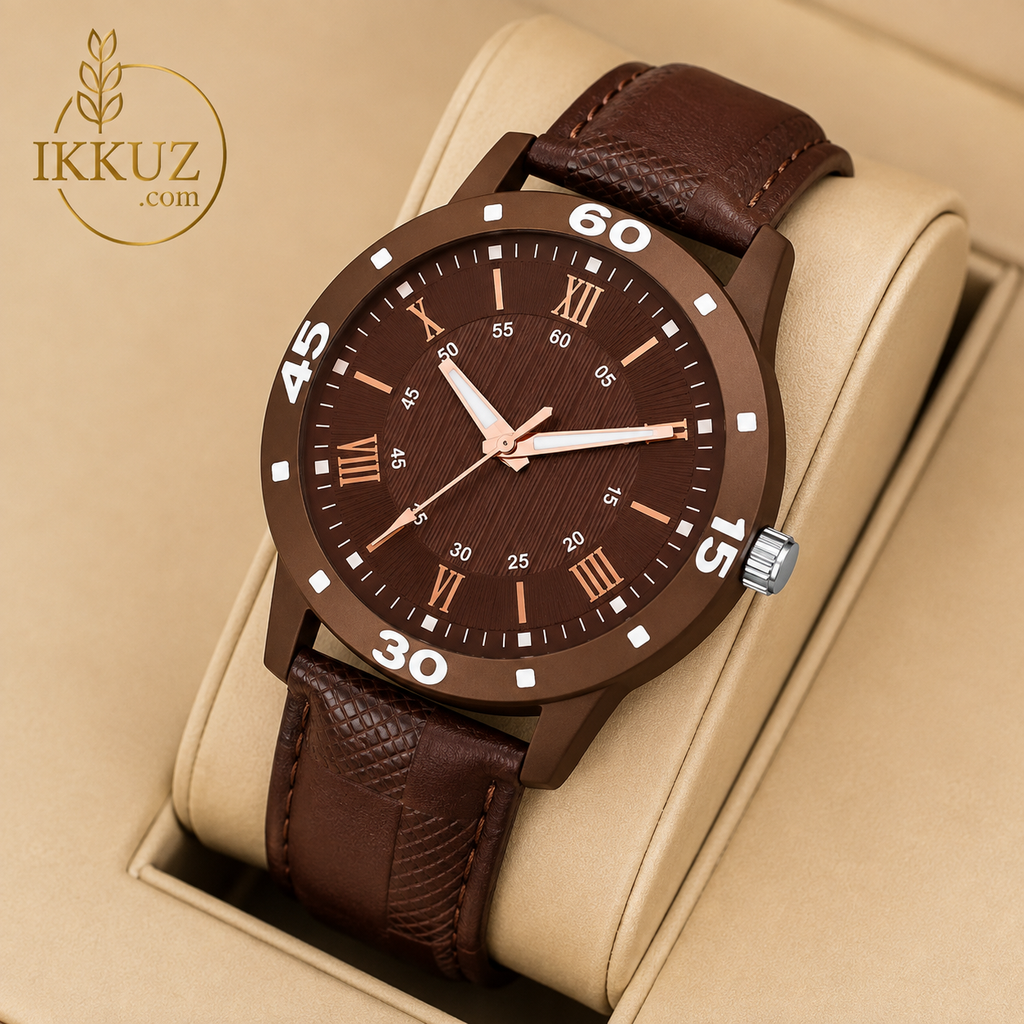 Men’s Exclusive Stylish Analog Leather Strap Watch – Classic Sports &amp; Casual Wristwatch for Men and Boys