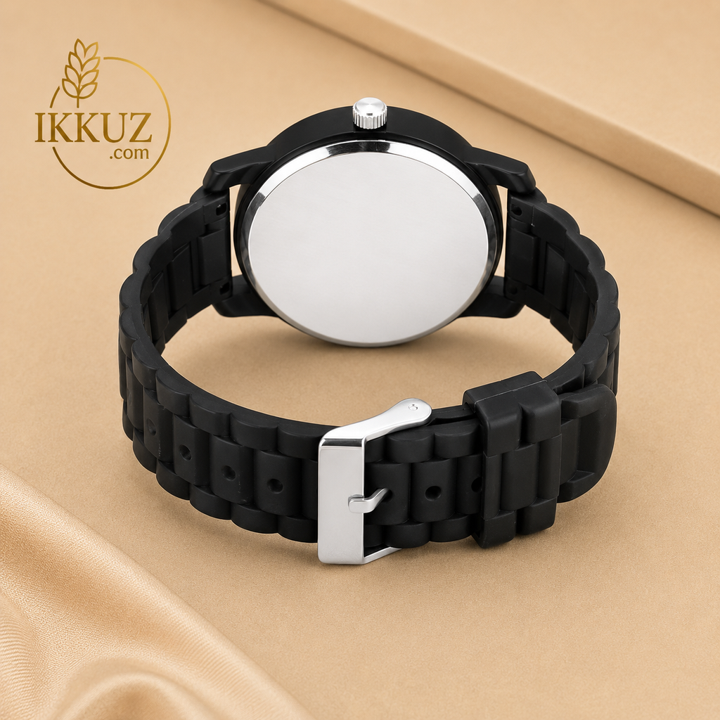 One Circle Men’s Stylish Analog Quartz Watch – Premium Rubber Strap Sports Wristwatch