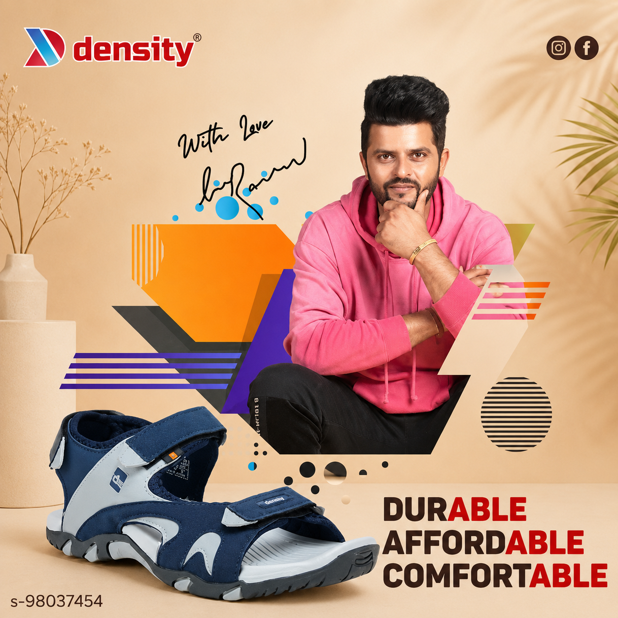 Density TrekPro Men's Sports Sandals | Lightweight Phylon Sole Adjustable Velcro Casual Outdoor Sandals
