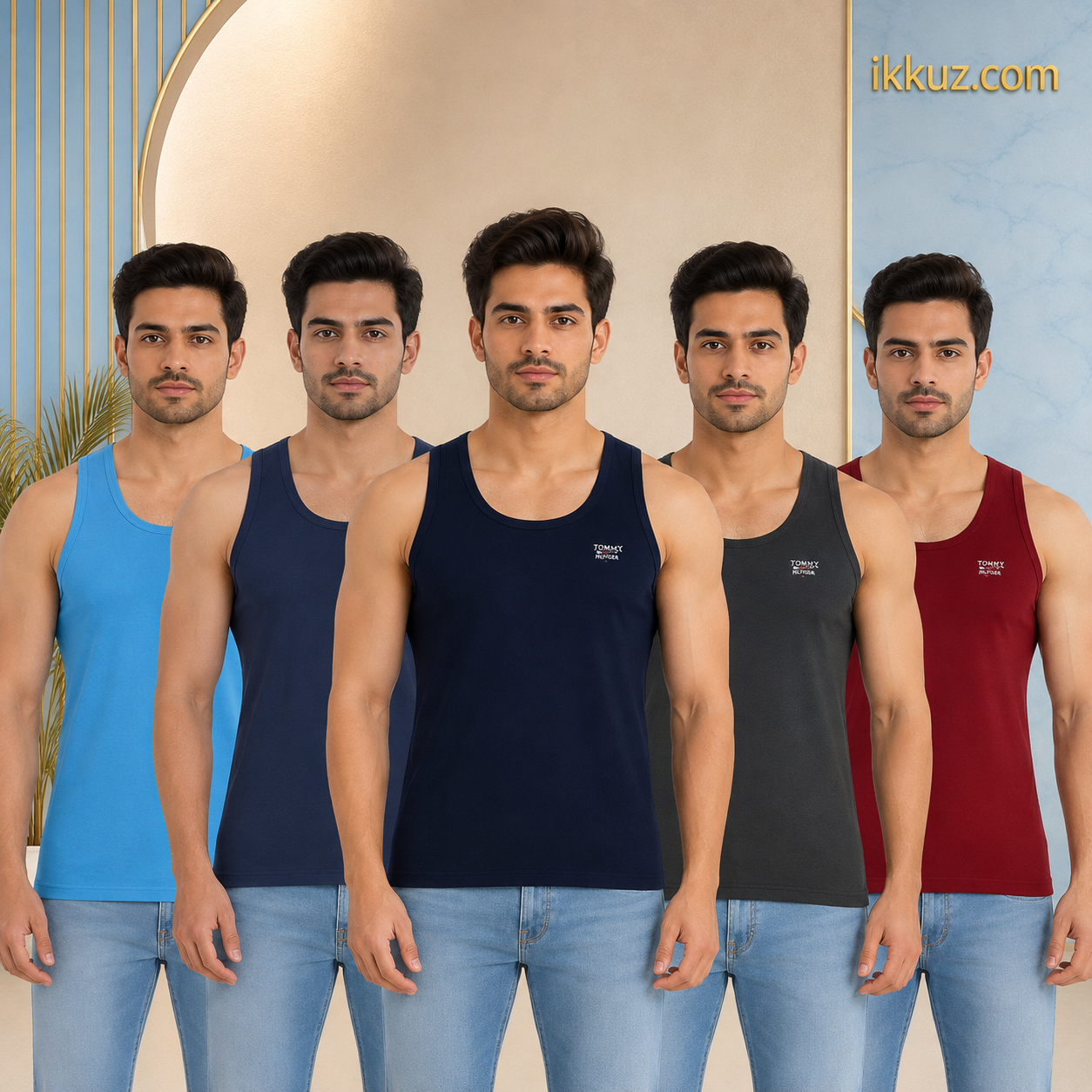 BANSAL X-MEN Men's Premium Cotton Sleeveless Colour Vest Combo Pack of 5 | Soft &amp; Breathable Cotton Innerwear for Men